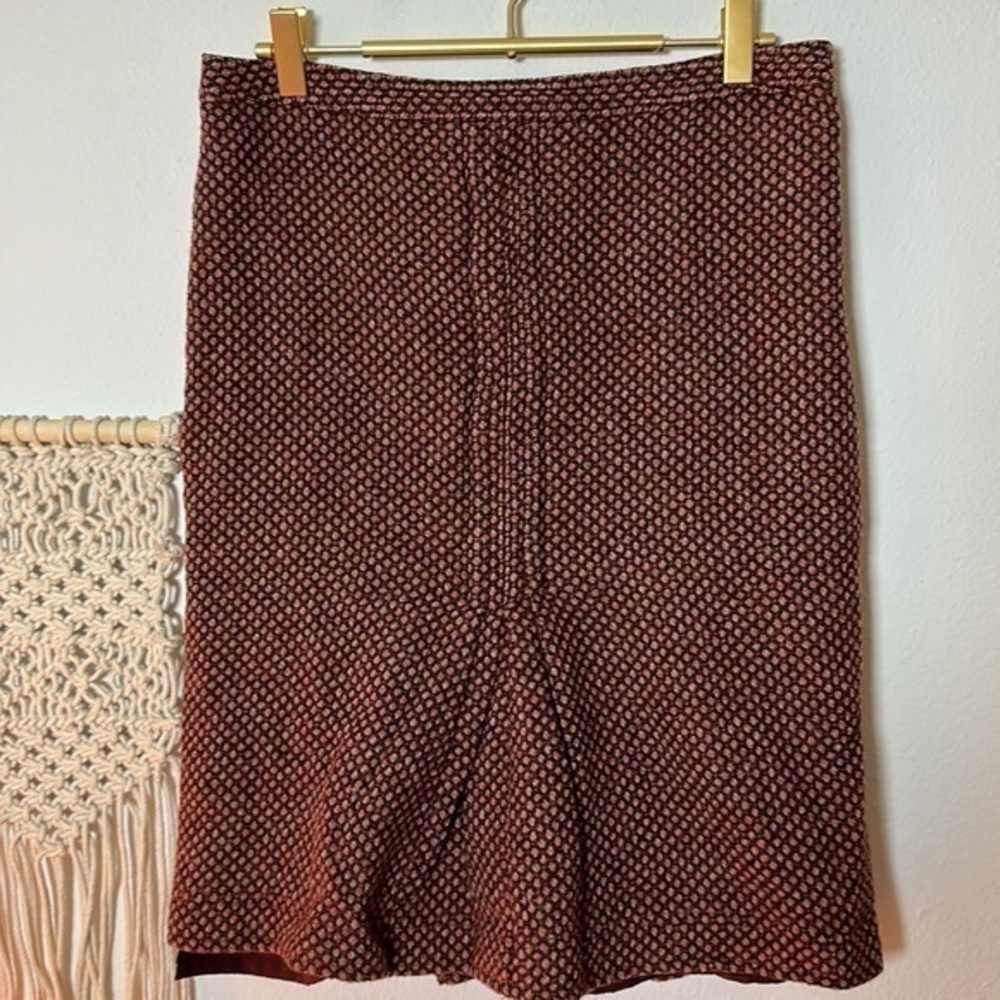 Club Monaco Red Brown Pattern Wool Skirt Sz.6